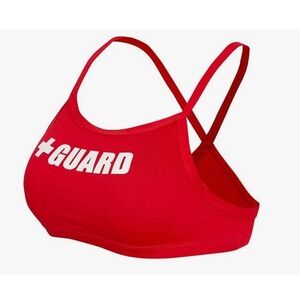 +Guard Blarix Women's Padded Swim Lifeguard Top Stretch Solid Red Sz L NEW TbA2